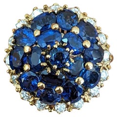 Pavé Dome Sapphire and Diamond Ring, 4.63ct in 18k Yellow Gold