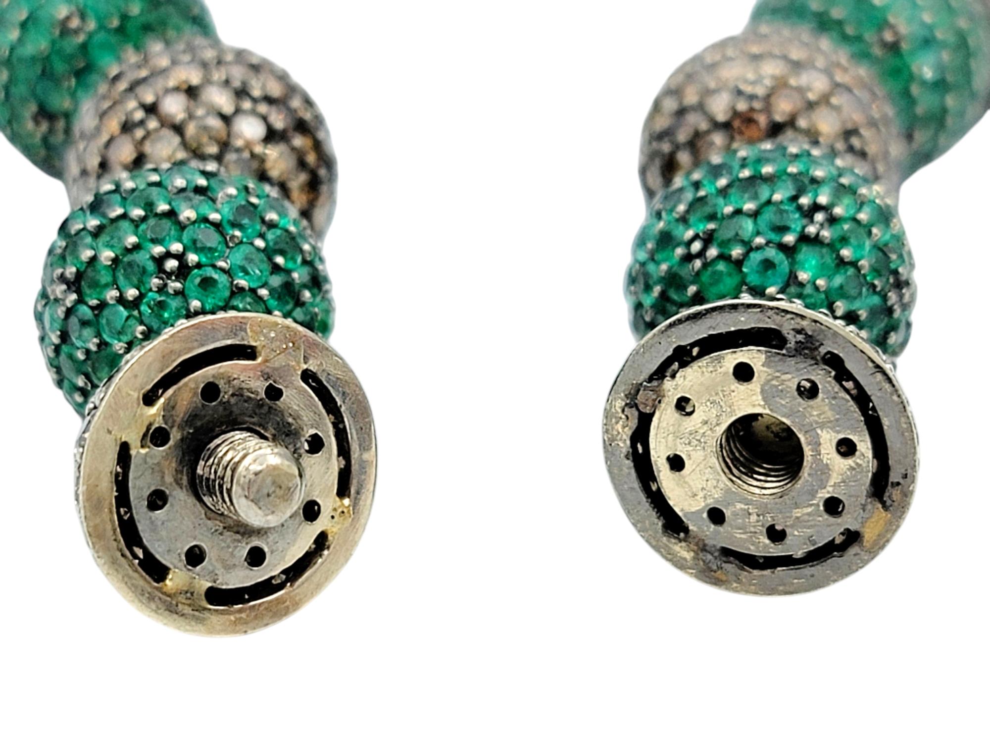Bracciale a mano Hamsa con smeraldi e diamanti Pavé e perline in oro 14 carati in vendita 4