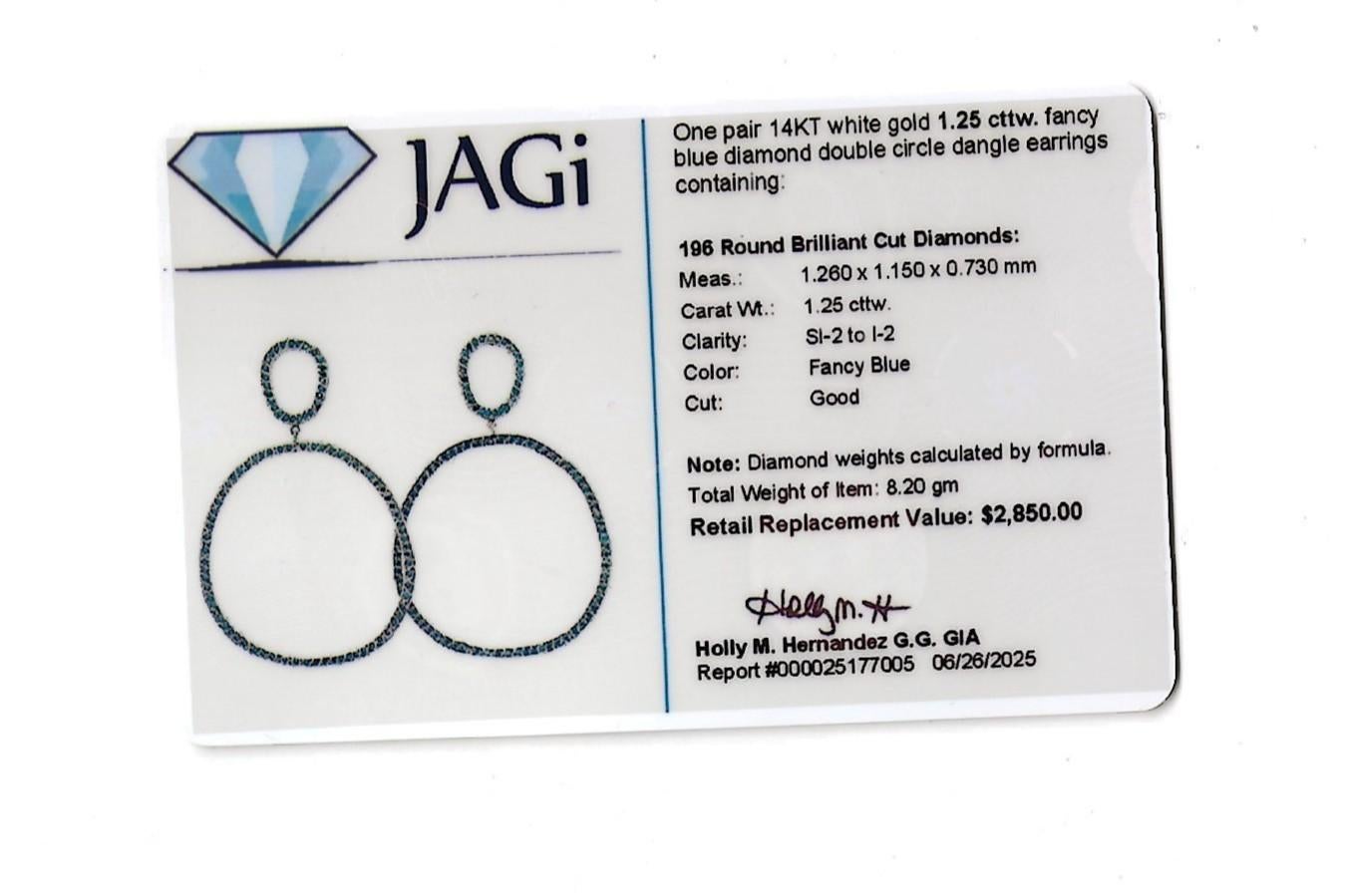 Pavé Fancy Blue Diamond Open Circle Statement-Ohrringe aus 14 Karat Weißgold im Angebot 3
