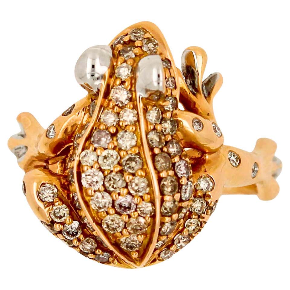 Diamond Ruby Frog Ring 15 Karat Gold - Custom Made Unique and Special ...