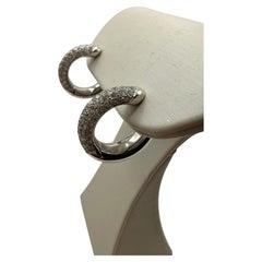 Pave French style diamond hoop earrings 18KT gold
