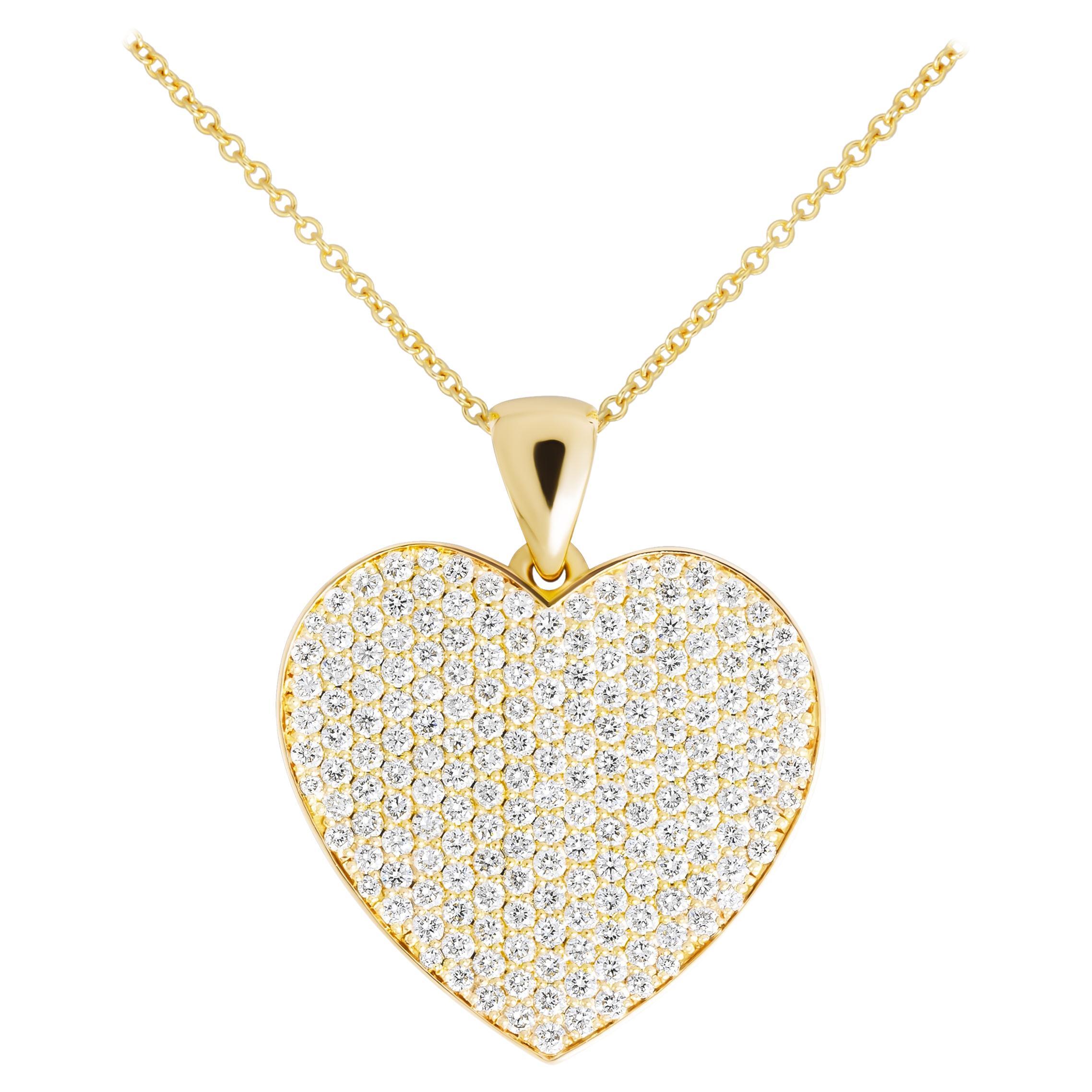 Ciondolo a forma di cuore con pavé in vendita