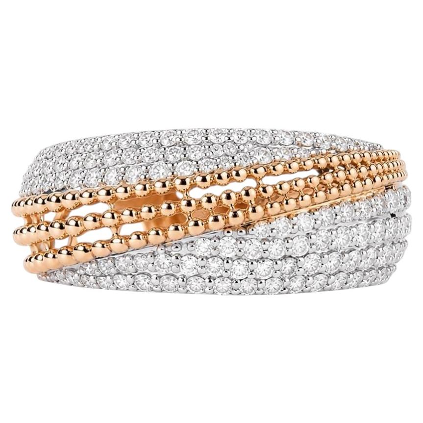 Pave Lattice Natural Diamond Broad Ring in 14k Solid Gold (Certified) For Sale