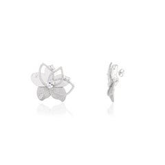 Pave Lotus Flower Stud Zircon Sterling Silver Earrings for Valentine Jewelry