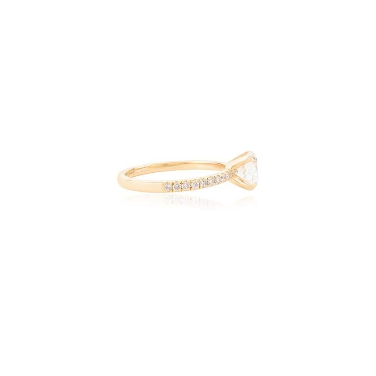 For Sale:  Pave Moissanite Hidden Halo Wedding Ring in 14k Solid Yellow Gold for Engagement 3