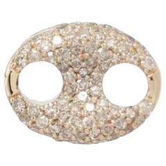 Pave Oval 14K (or 18k upon request) Yellow Gold Diamond Double Hole Link Charm