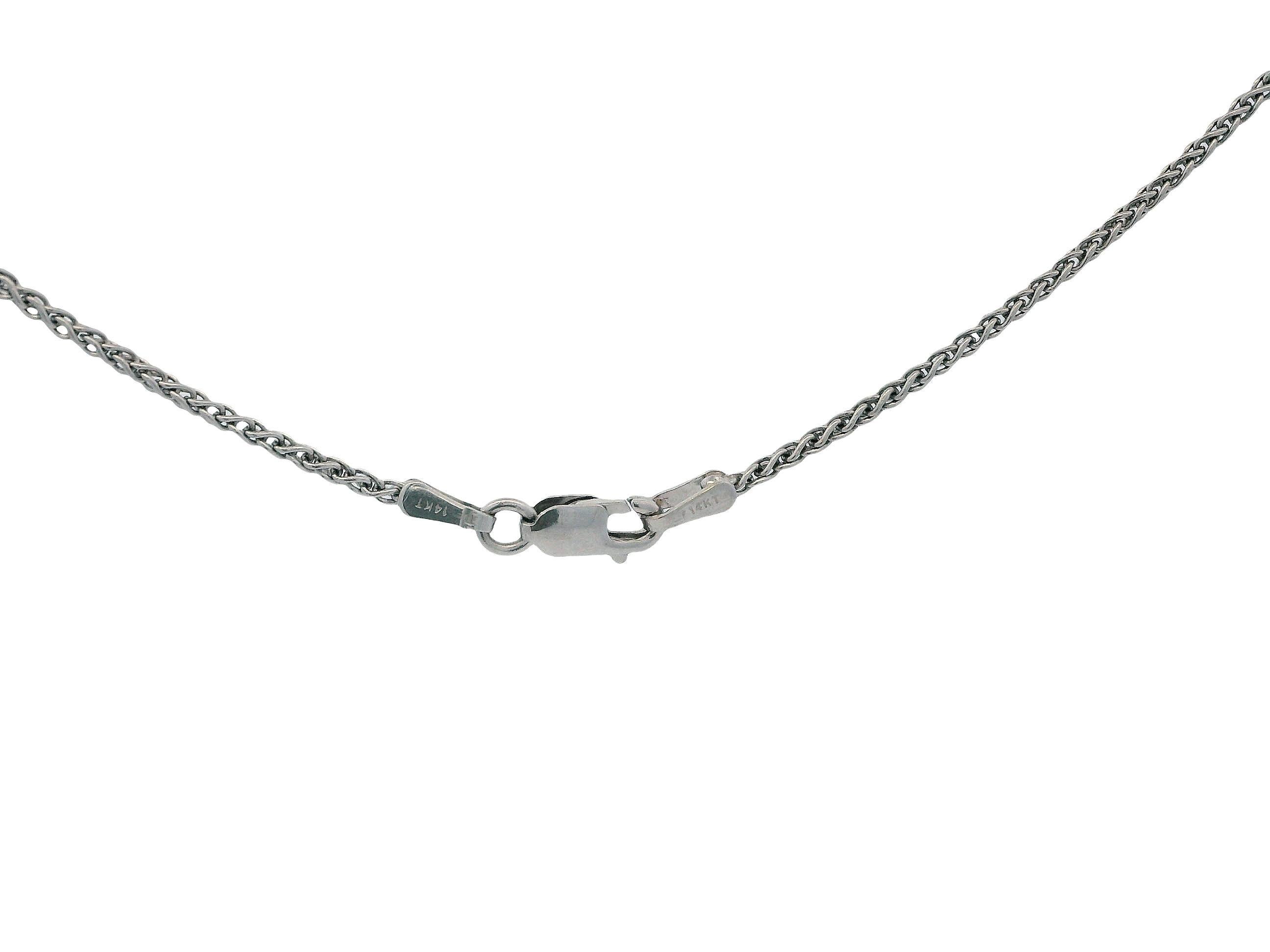 Collar con Colgante de Gota de Perla Pave en Oro Blanco de 18k y 14k en venta 1