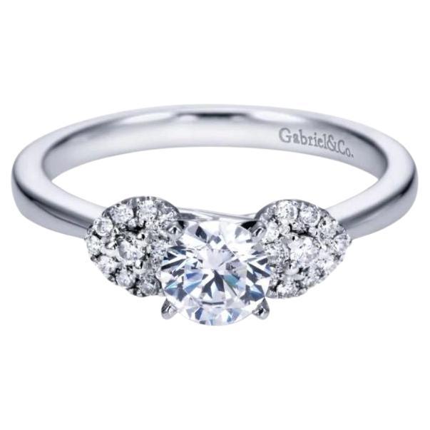   Pave Petals White Gold Diamond Engagement Ring For Sale