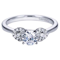 Pave Petals White Gold Diamond Engagement Ring