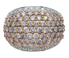 Pavé Pink and White Diamond Domed Cocktail Ring in 14 Karat White and Rose Gold
