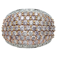 Anello da cocktail a cupola con diamanti bianchi e rosa pavé in oro bianco e rosa 14 carati