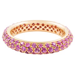 Pave Pink Sapphire 18 Karat Yellow Gold Ladies Ring