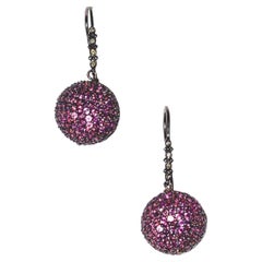 Pave' Pink Sapphire Ball Drop Earrings