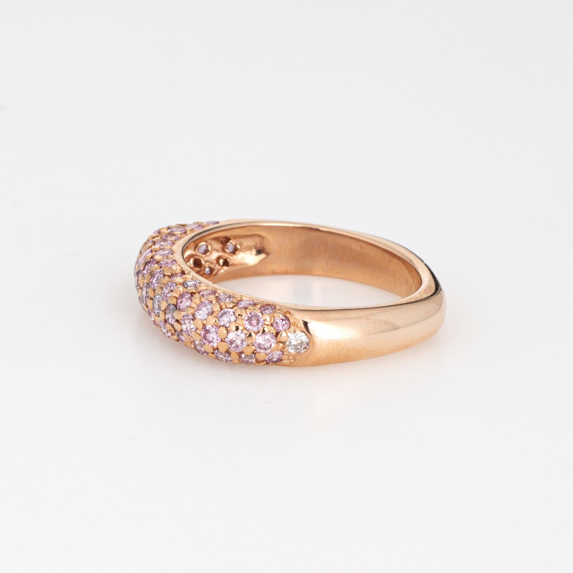 Round Cut Pave Pink Sapphire Square Ring Sz 5.25 Stacking Band 14k Rose Gold Fine Jewelry For Sale