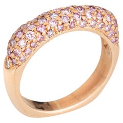 Pave Pink Sapphire Square Ring Sz 5.25 Stacking Band Oro rosa 14k Gioielli di pregio