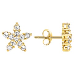 Pave Push Back Multi Color Star Shape Diamond Earrings