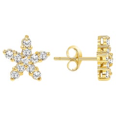 Pave Push Back Multi Color Star Shape Diamond Earrings