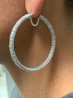 Pave Rose Cut Diamond Hoop Earrings
