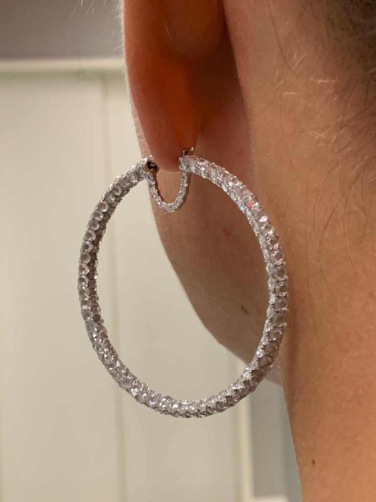 Pave Rose Cut Diamond Hoop Earrings For Sale at 1stDibs pave diamond