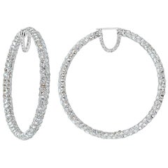 Pave Rose Cut Diamond Hoop Earrings