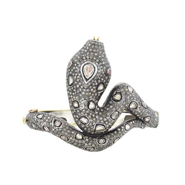 Contemporary Micro Pave Diamond Platinum Bangle Bracelet For Sale at ...