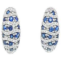 Pave Sapphire and Diamond Earrings in White Gold