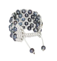 Bracciale Macrame con perline di zaffiro e perle in argento A. Silver