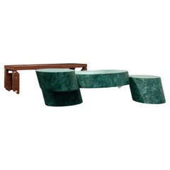Table basse sculpturale Pavè en cuivre vert-de-gris par dAM Atelier