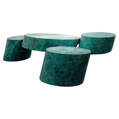 Pavè sculptural verdigris copper coffee table by dAM Atelier