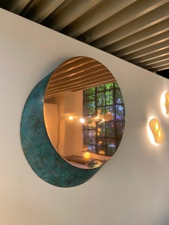 Pavè sculptural verdigris copper mirror by dAM Atelier