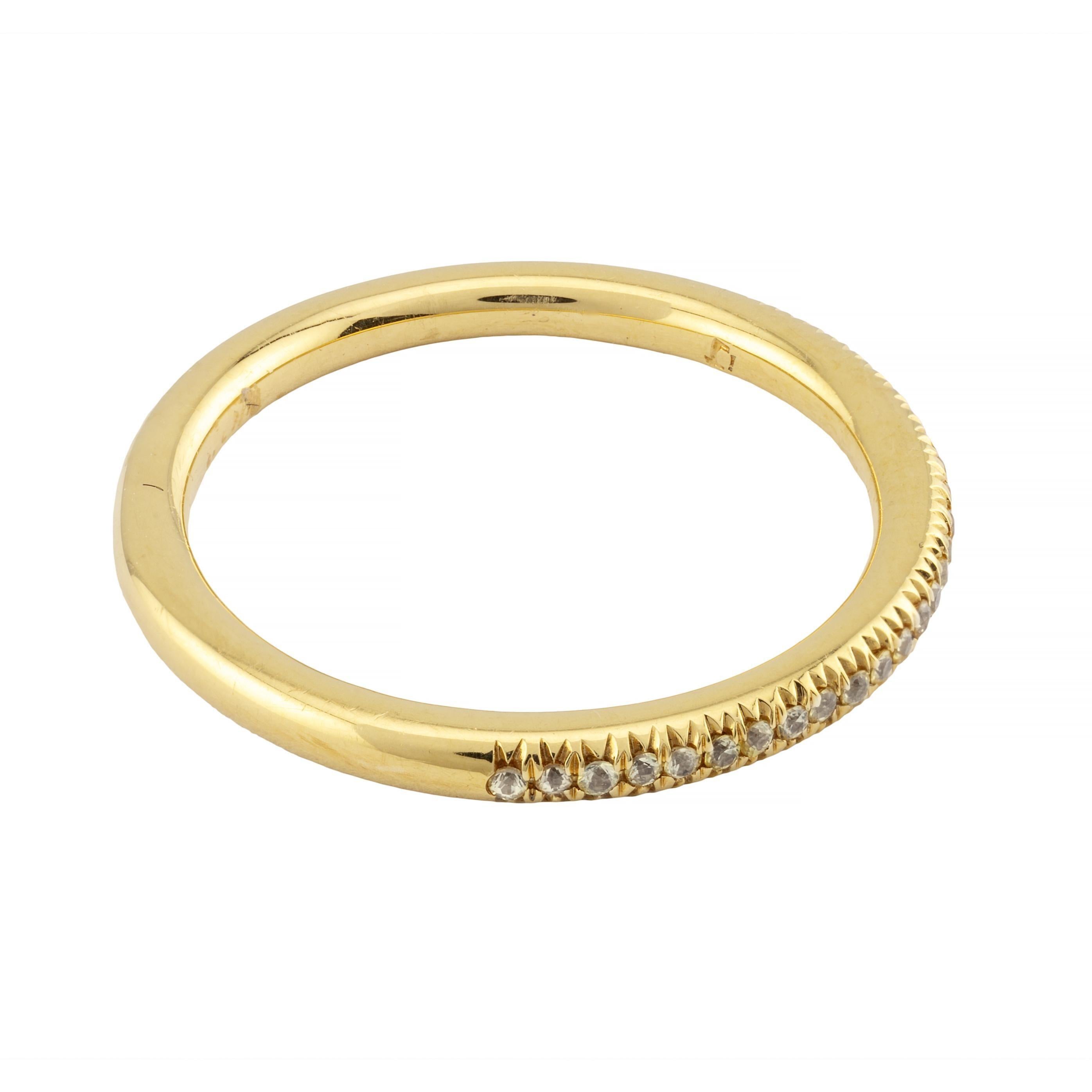 Brilliant Cut Pave Set 0.27ct Fancy Yellow Diamond Band Stacking Wedding Ring For Sale