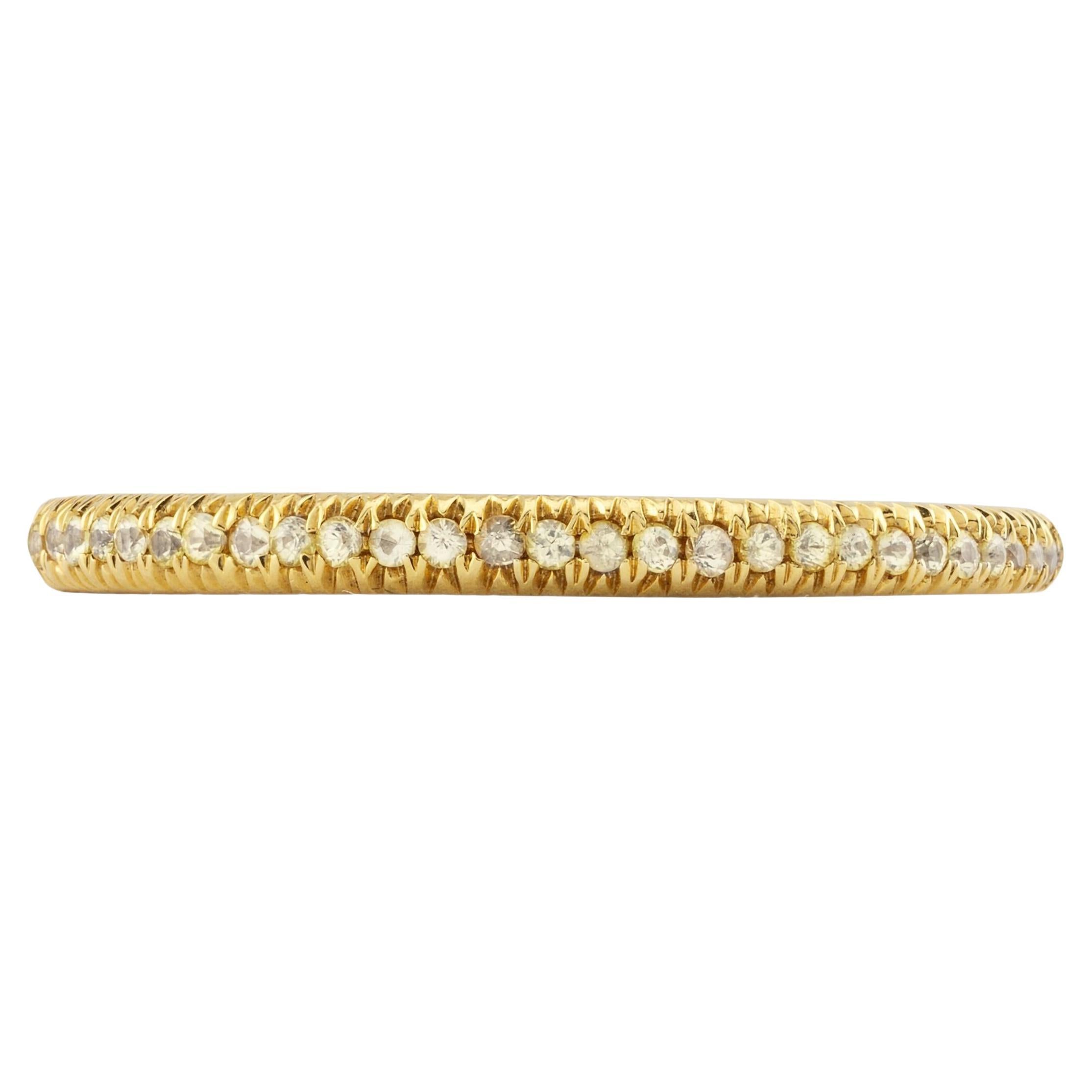 Pave Set 0.27ct Fancy Yellow Diamond Band Stacking Wedding Ring For Sale
