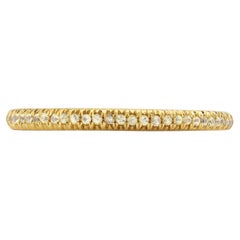 Pave Set 0.27ct Fancy Yellow Diamond Band Stacking Wedding Ring