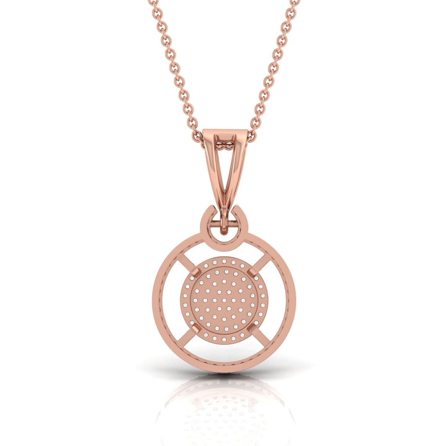 Taglio misto Ciondolo a cerchio con diamanti Pave-Set 0,40cts Oro rosa 14 carati Regalo per lei in vendita