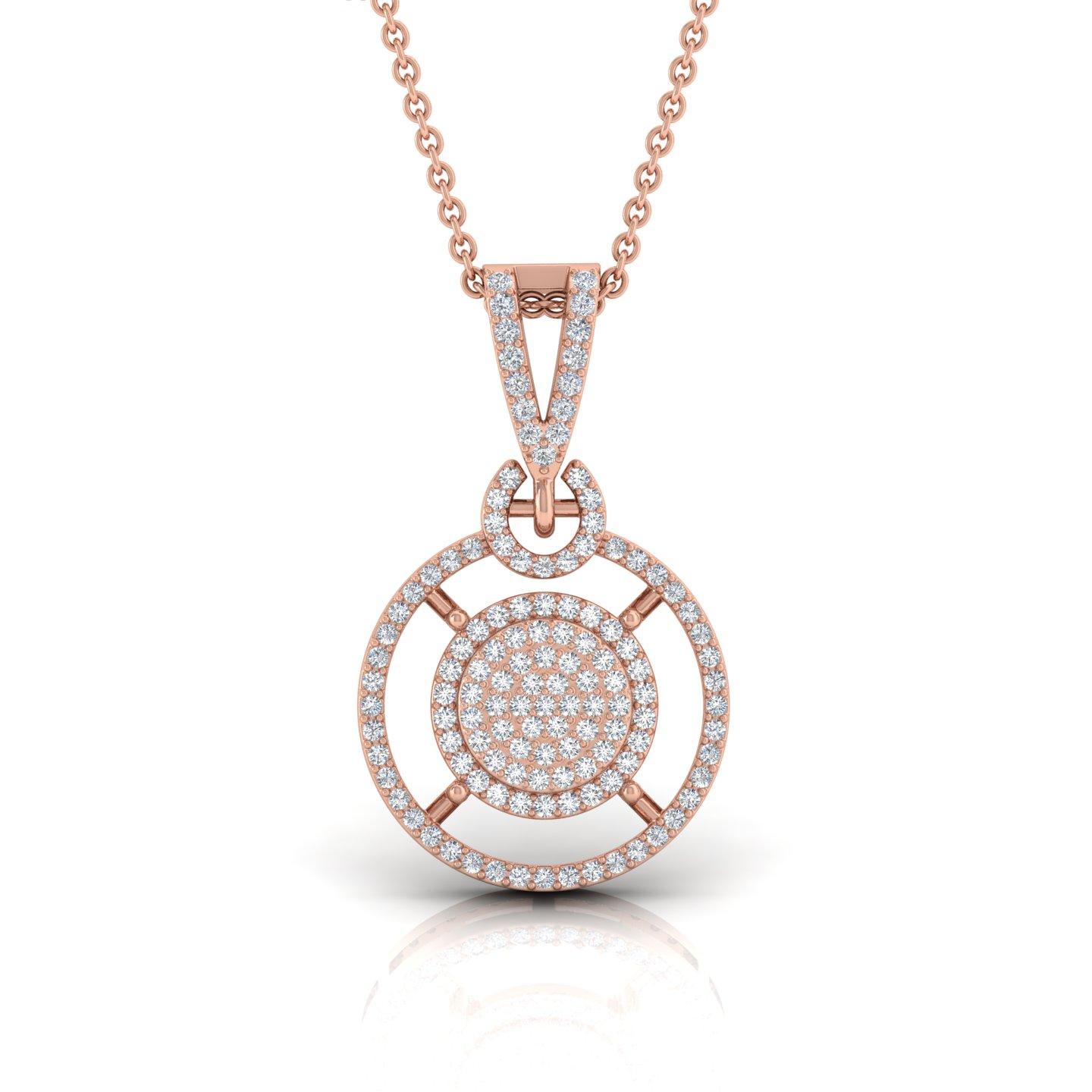 Ciondolo a cerchio con diamanti Pave-Set 0,40cts Oro rosa 14 carati Regalo per lei In condizioni Nuovo in vendita a Diera, Dubai