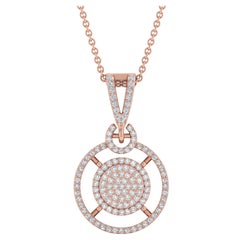 Ciondolo a cerchio con diamanti Pave-Set 0,40cts Oro rosa 14 carati Regalo per lei