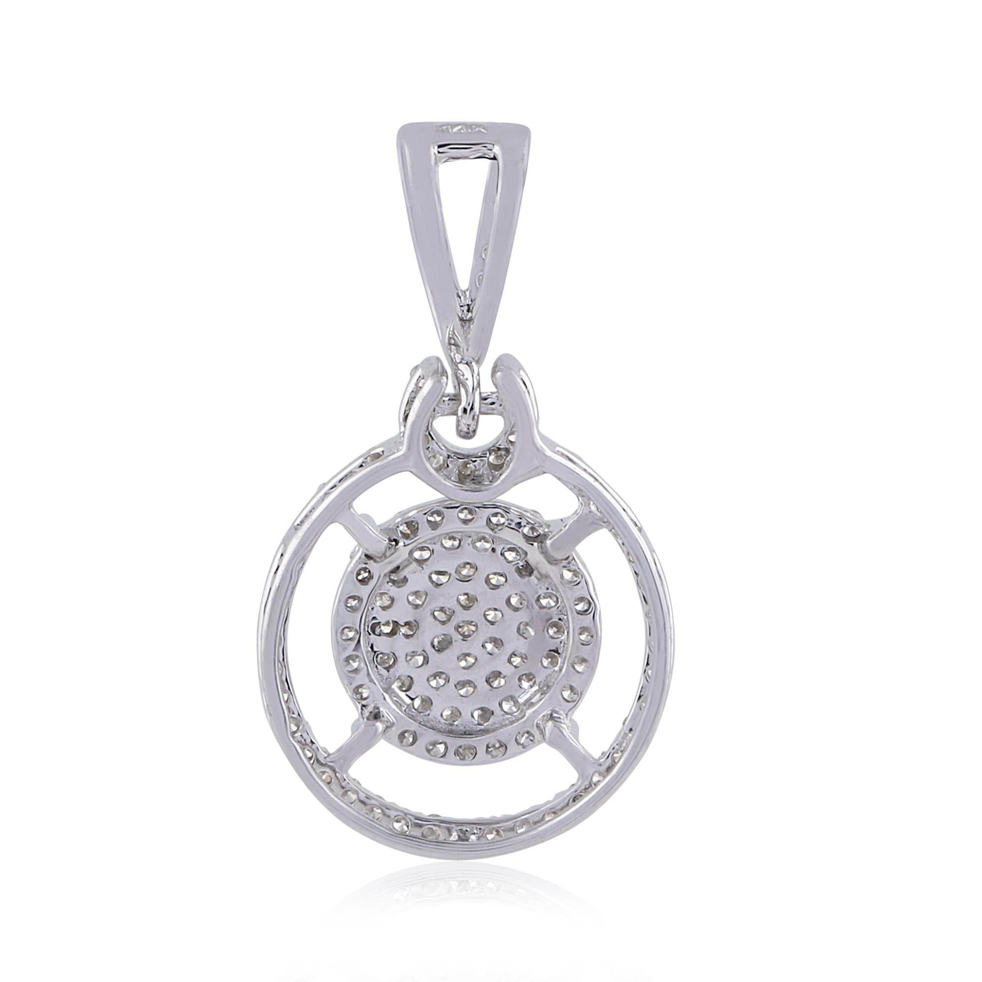 Pave-Set 0,40cts Diamanten Halo Kreis Anhänger 14 Karat Weißgold Geschenk für Sie (Gemischter Schliff) im Angebot