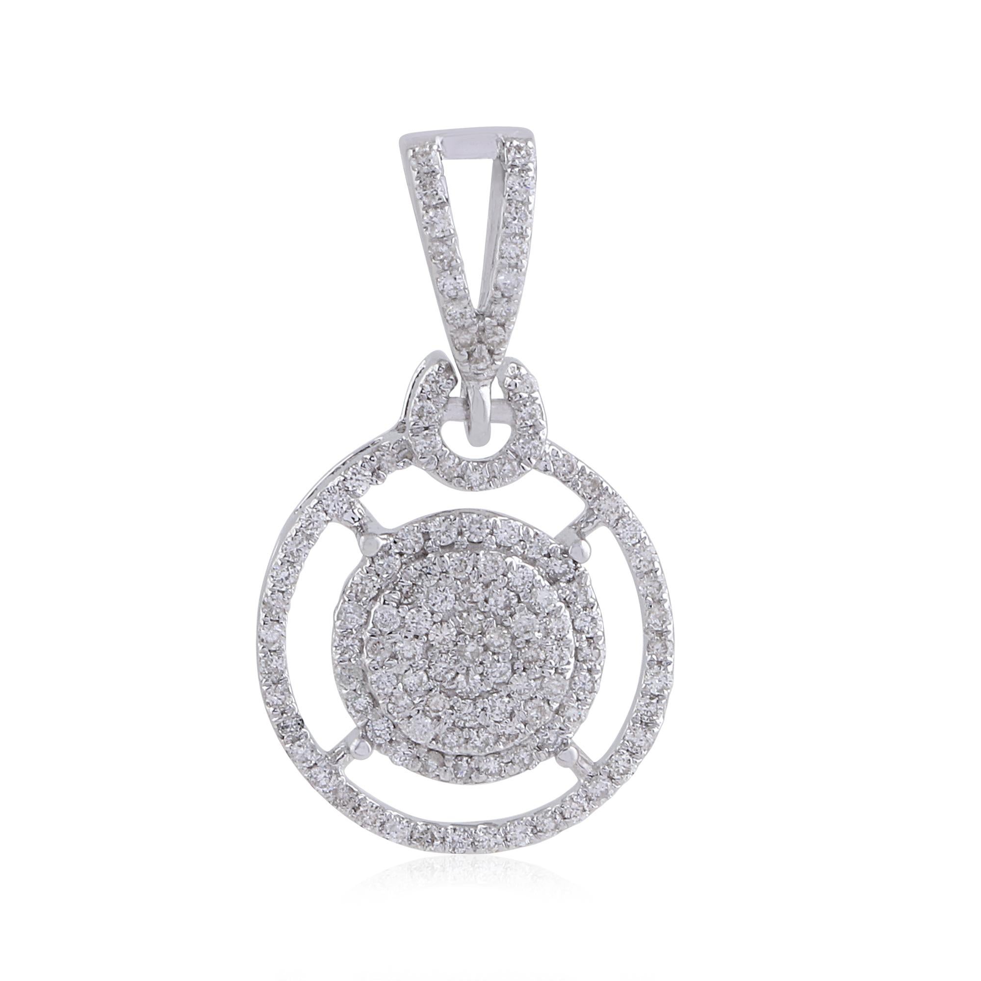 Pave-Set 0,40cts Diamanten Halo Kreis Anhänger 14 Karat Weißgold Geschenk für Sie im Zustand „Neu“ im Angebot in Diera, Dubai