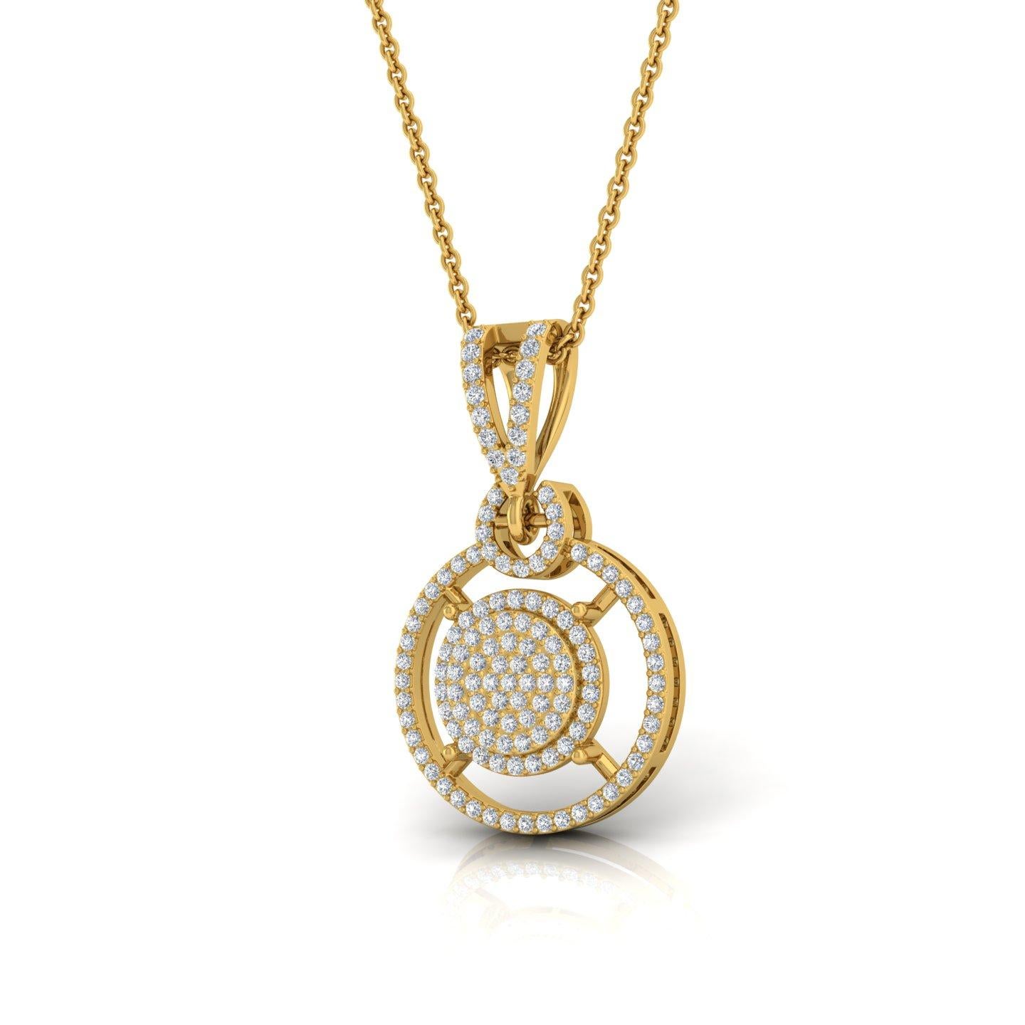 Pave-Set 0,40cts Diamanten Halo Kreis Anhänger 14 Karat Gelb  Gold Geschenk für Sie (Moderne) im Angebot