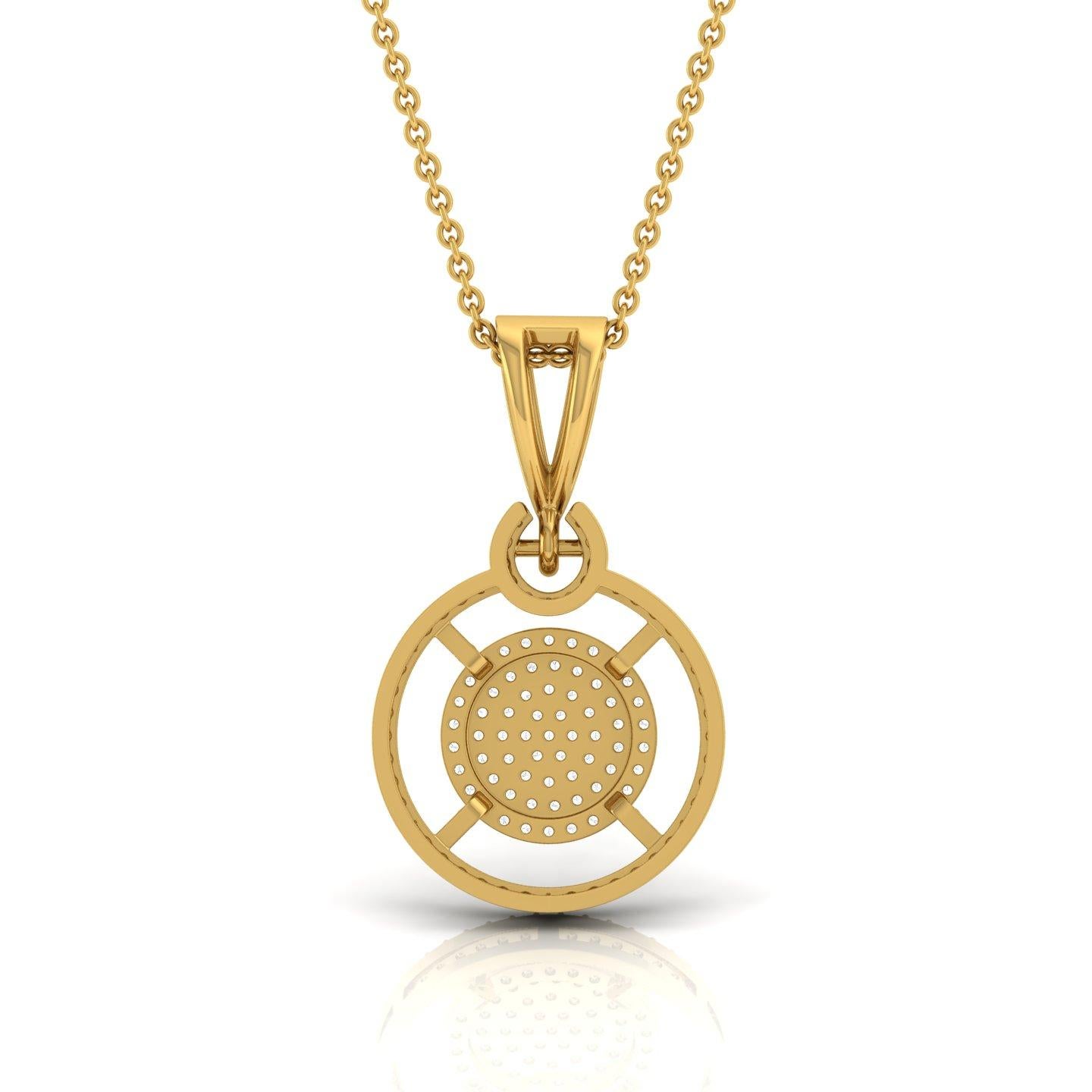 Pave-Set 0,40cts Diamanten Halo Kreis Anhänger 14 Karat Gelb  Gold Geschenk für Sie (Gemischter Schliff) im Angebot
