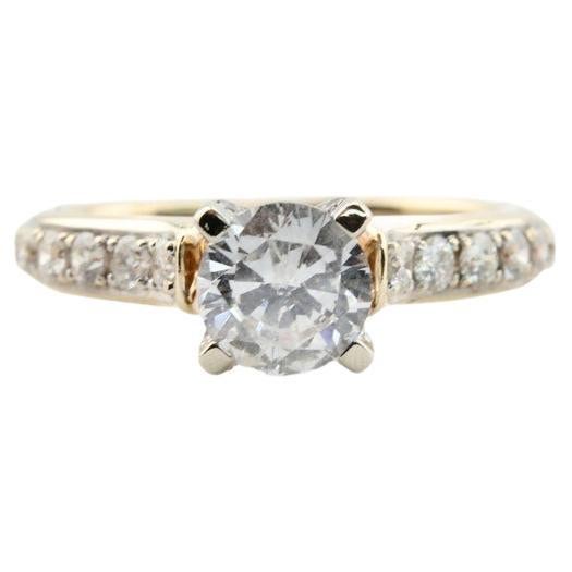 Pave Set 1.13ctw Diamond Engagement Ring in 14K Yellow Gold For Sale