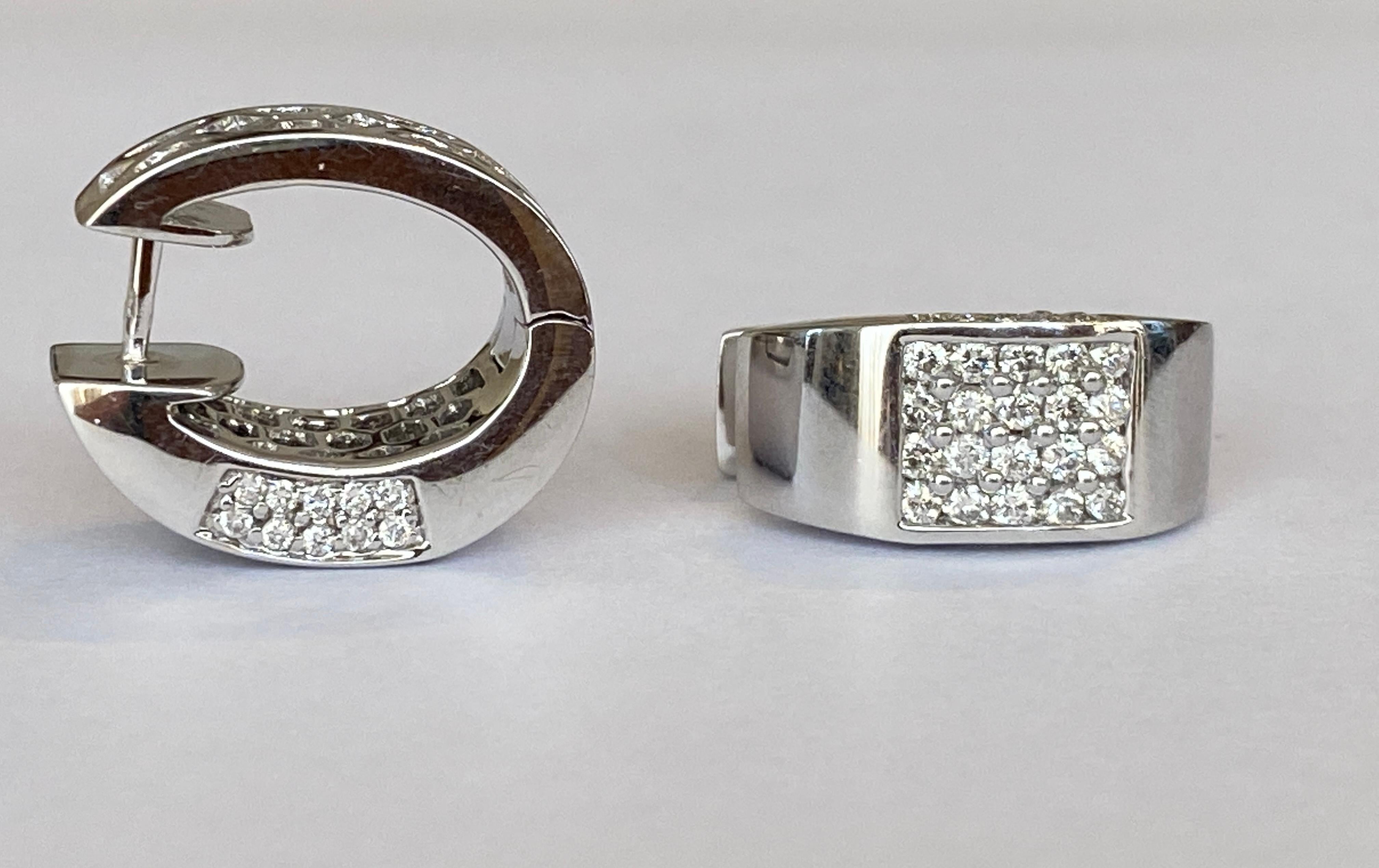Orecchini a clip in oro e diamanti da 1,40 ct con incastonatura a pavé in vendita 3