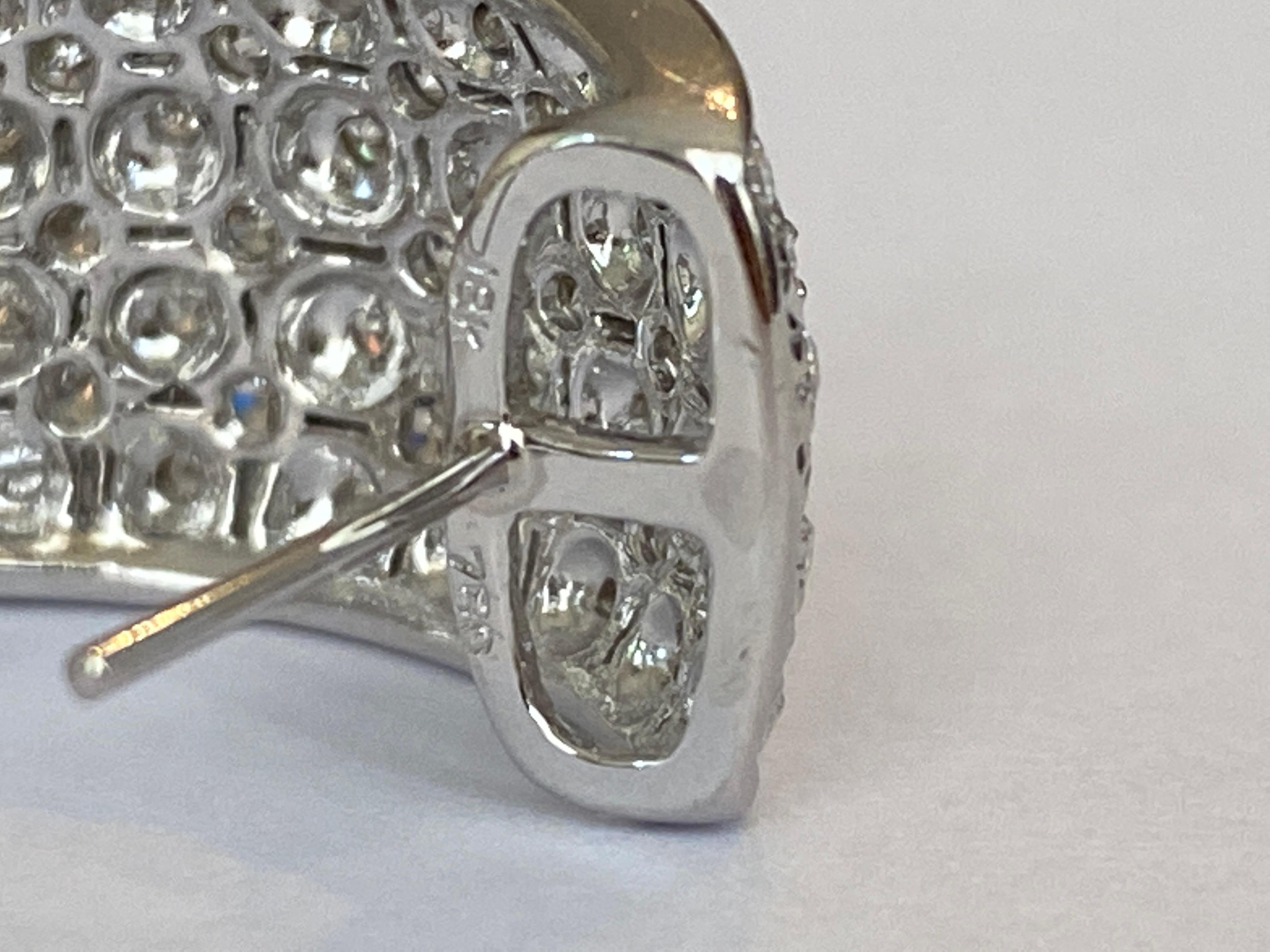 Pave Set 2.22 ct Diamond and White Gold Hoop Clip Earrings For Sale 4