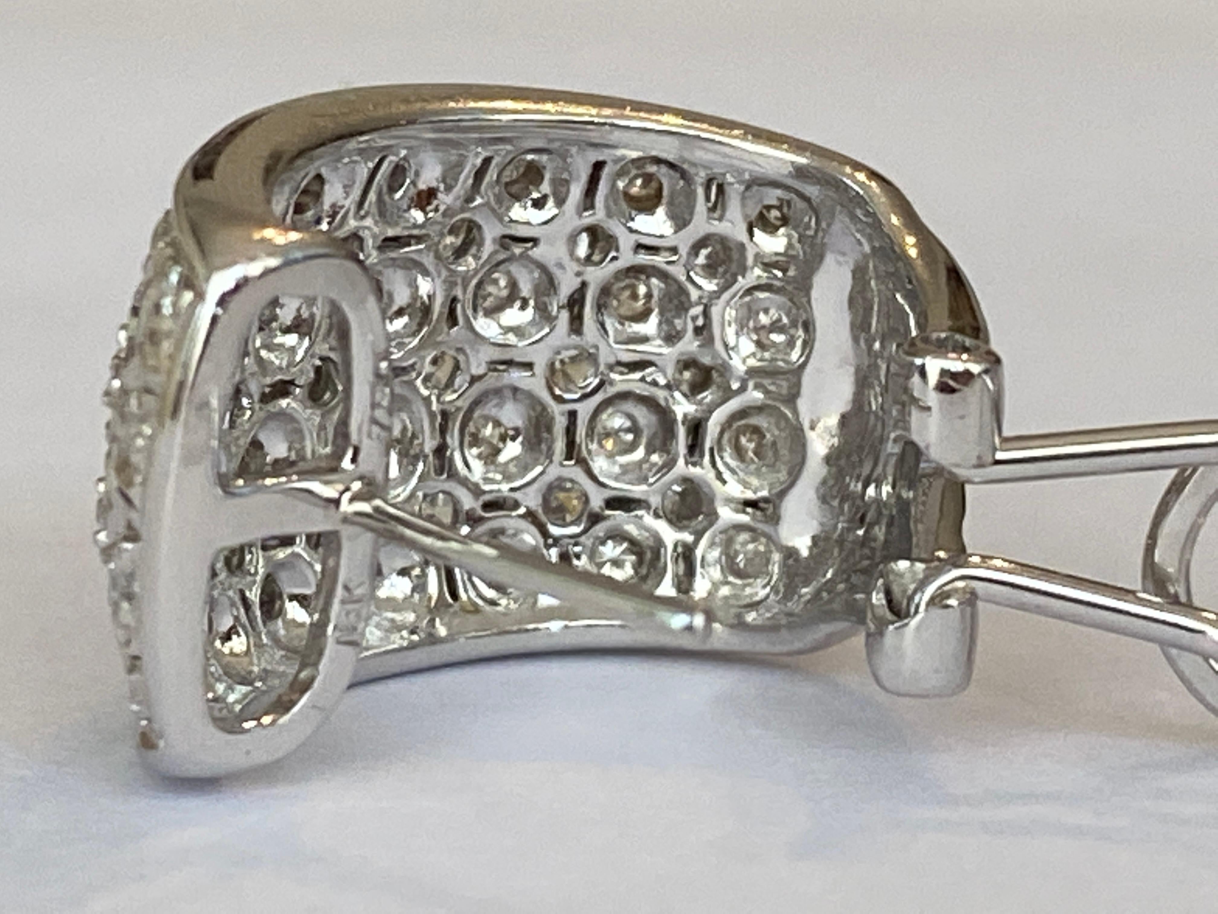 Pave Set 2.22 ct Diamond and White Gold Hoop Clip Earrings For Sale 5