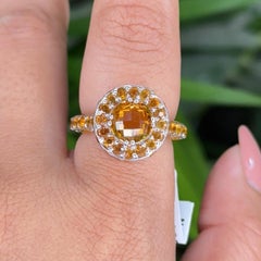 Pave Set 4.85 Crt Birthstone Citrine Unisex Dome Ring for Gifts in 925 Silve
