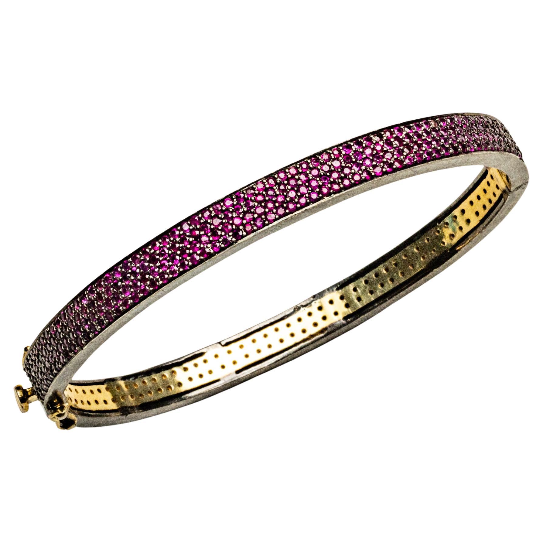 Pave`-Set Burmese Ruby Bangle Bracelet