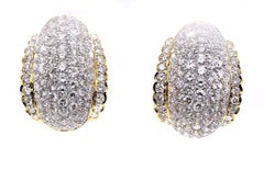 Pave Set Diamond 18 Karat Gold Ear Clips