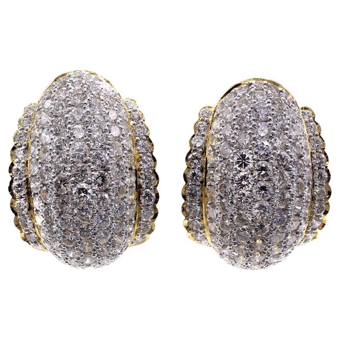 Pave Set Diamond 18 Karat Gold Ear Clips