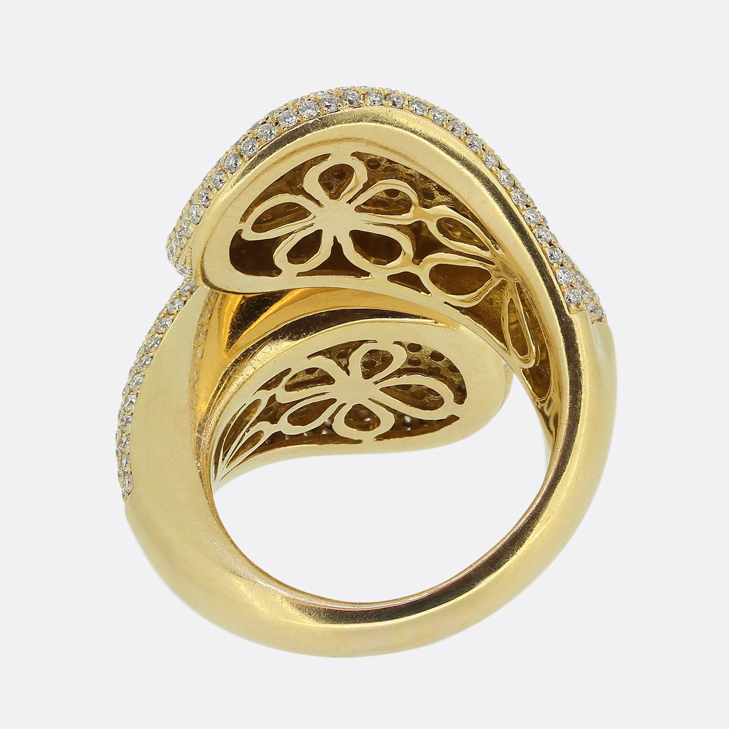 Pavé Set Diamond Crossover Dress Ring In Good Condition For Sale In London, GB