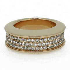 Pave Set Diamond Domed Ring 18 Karat Rose Gold 1.45 Carat